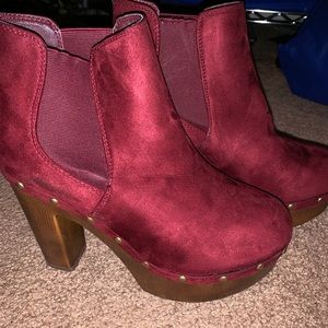 Burgundy Platform Booties